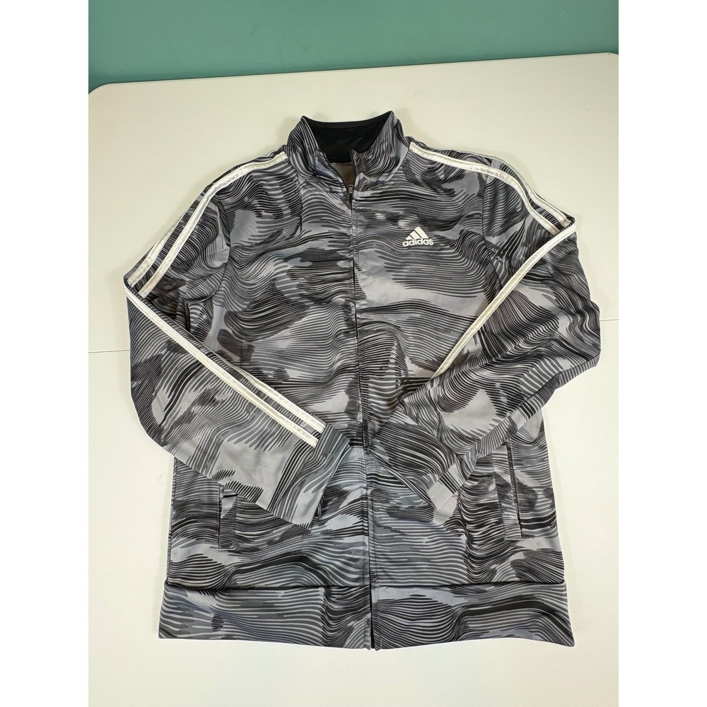Adidas Gray Camo Track Jacket Womens‎ Small Full Zip Three Stripe